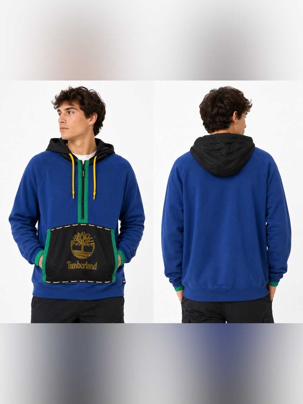 Timberland Blue Hoodie with Black Hood Size M